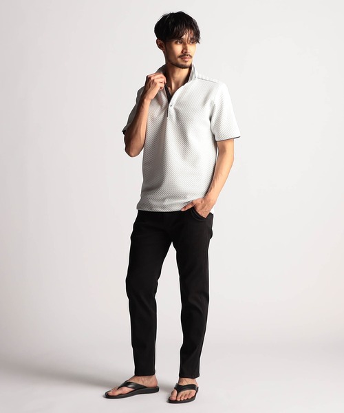 NICOLE CLUB FOR MEN（ニコルクラブフォーメン）の「ブライトタックバイアススキッパーポロシャツ（ポロシャツ・メンズ・ホワイト/ブラック/サックスブルー/ネイビー・MEDIUM/LARGE/X-LARGE/XX-LARGE）」の5枚目の写真