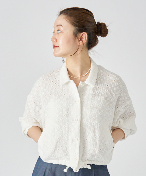 IENA（イエナ）の「sese フラワーガーゼシャツ（シャツ/ブラウス・レディース・ホワイト・FREE）」の3枚目の写真