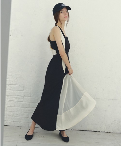 Muel Chic（ミュエルシック）の「Bailey one-piece ベイリーワンピース（ワンピース・レディース・ブラック×ホワイト/ベージュ/ブラック・FREE）」の3枚目の写真