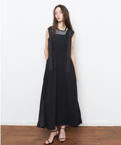 Muel Chic（ミュエルシック）の「Bailey one-piece ベイリーワンピース（ワンピース・レディース・ブラック×ホワイト/ベージュ/ブラック・FREE）」の2枚目の写真