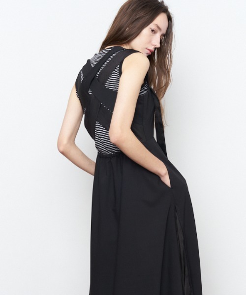 Muel Chic（ミュエルシック）の「Bailey one-piece ベイリーワンピース（ワンピース・レディース・ブラック×ホワイト/ベージュ/ブラック・FREE）」の6枚目の写真