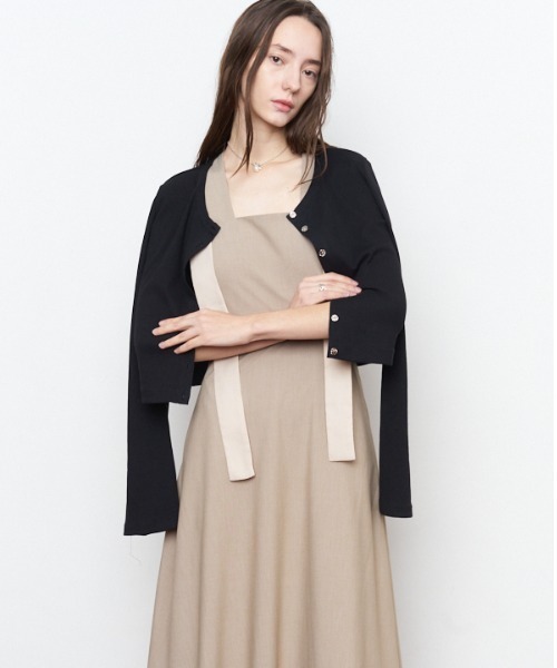 Muel Chic（ミュエルシック）の「Bailey one-piece ベイリーワンピース（ワンピース・レディース・ブラック×ホワイト/ベージュ/ブラック・FREE）」の5枚目の写真