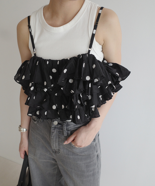 crinkle crinkle crinkle ドットフリルキャミ crinkle crinkle crinkle ドットフリルキャミ CC-3538（シャツ