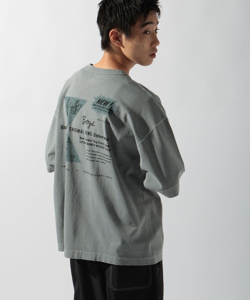 Healthknit（ヘルスニット）の「【Healthknit(ヘルスニット)】別注バックプリントピグメントTシャツ（Tシャツ/カットソー・メンズ・グレー/アイボリー/ピンク・LARGE/MEDIUM）」の2枚目の写真