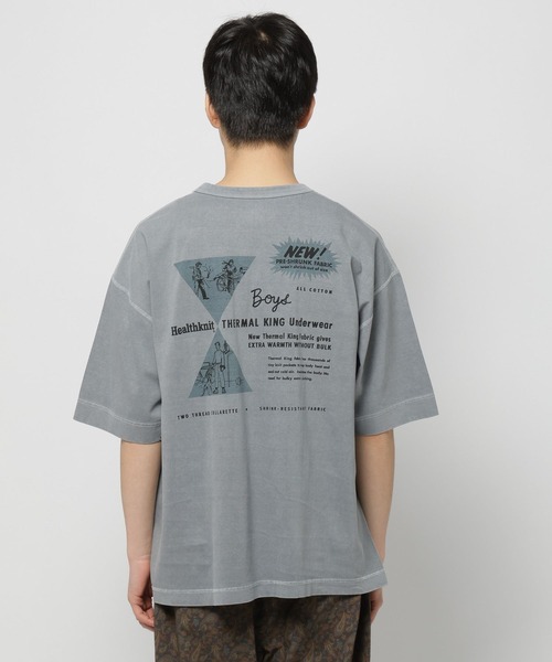 Healthknit（ヘルスニット）の「【Healthknit(ヘルスニット)】別注バックプリントピグメントTシャツ（Tシャツ/カットソー・メンズ・グレー/アイボリー/ピンク・LARGE/MEDIUM）」の6枚目の写真