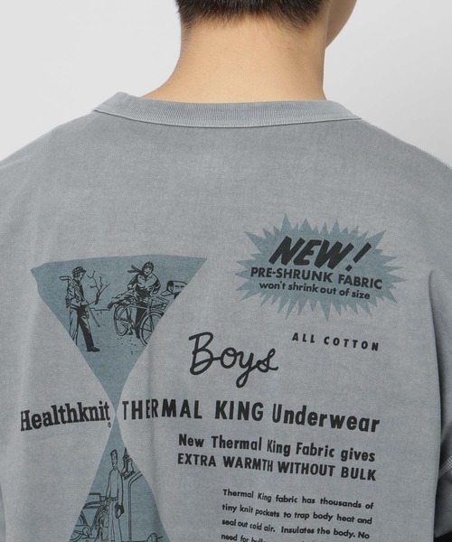 Healthknit（ヘルスニット）の「【Healthknit(ヘルスニット)】別注バックプリントピグメントTシャツ（Tシャツ/カットソー・メンズ・グレー/アイボリー/ピンク・LARGE/MEDIUM）」の7枚目の写真