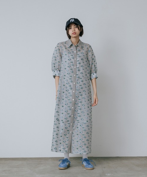 LE CIEL BLEU（ルシェルブルー）の「LE CIEL BLEU/ルシェルブルー Flower Jacquard Dress フラワージャカードドレス（ドレス・レディース・ブラック/グレー・36）」の21枚目の写真