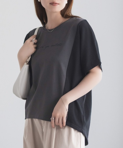 NAVY(ネイビー)の「nAvy 切替ドルマンTシャツ(Tシャツ/カットソー・レディース・ベージュ/オフホワイト/ブラック・M/L)」の3枚目の写真