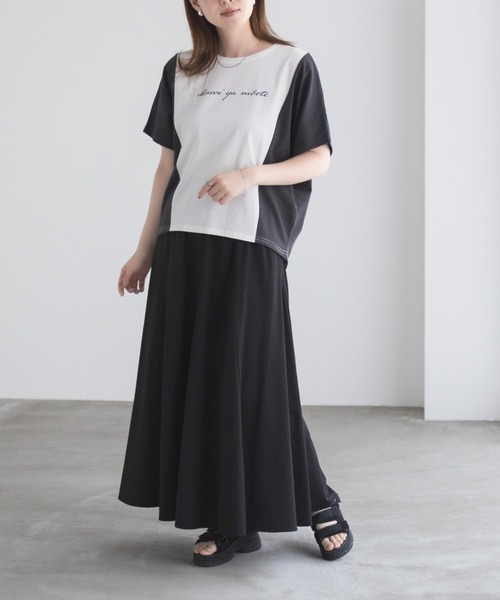 NAVY(ネイビー)の「nAvy 切替ドルマンTシャツ(Tシャツ/カットソー・レディース・ベージュ/オフホワイト/ブラック・M/L)」の4枚目の写真
