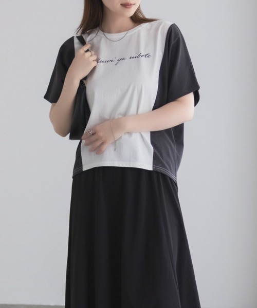 NAVY(ネイビー)の「nAvy 切替ドルマンTシャツ(Tシャツ/カットソー・レディース・ベージュ/オフホワイト/ブラック・M/L)」の5枚目の写真