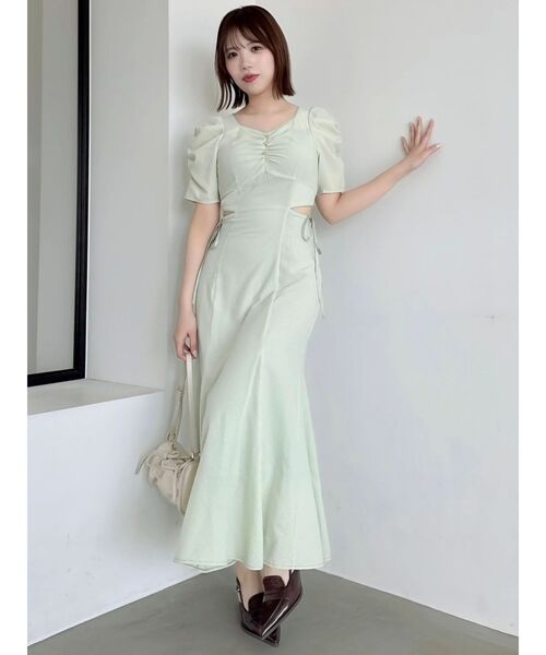 セール】ウエストカットアウトパイピングワンピース（ワンピース