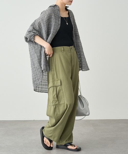 PUAL CE CIN（ピュアルセシン）の「綿麻チェックオーバーシャツブラウス（シャツ/ブラウス・レディース・ブラック系/グレー系・FREE）」の7枚目の写真