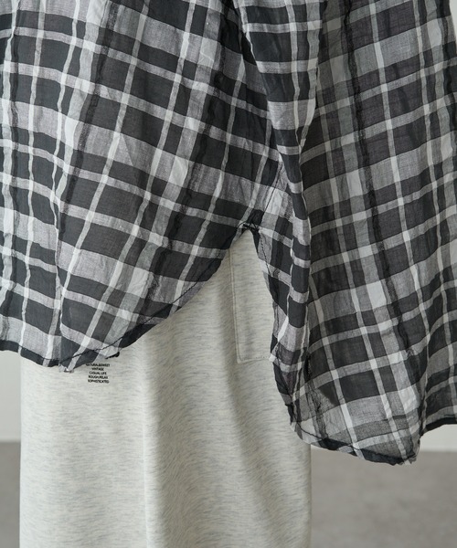 PUAL CE CIN（ピュアルセシン）の「綿麻チェックオーバーシャツブラウス（シャツ/ブラウス・レディース・ブラック系/グレー系・FREE）」の21枚目の写真