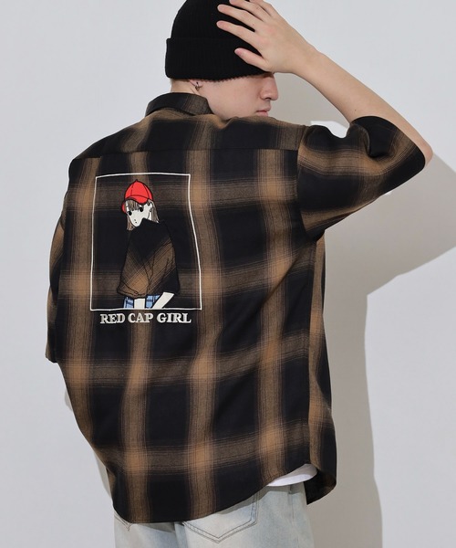 Red Cap Girl(レッドキャプガール)の「RED CAP GIRL RCGオンブレーチェックバックイラスト半袖シャツ(シャツ/ブラウス・メンズ・ブラック/マルチ/ホワイト/ブラウン・M/L)」の4枚目の写真