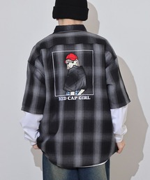 RED CAP GIRL RCGオンブレーチェックバックイラスト半袖シャツ