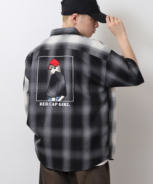 Red Cap Girl(レッドキャプガール)の「RED CAP GIRL RCGオンブレーチェックバックイラスト半袖シャツ(シャツ/ブラウス・メンズ・ブラック/マルチ/ホワイト/ブラウン・M/L)」の8枚目の写真
