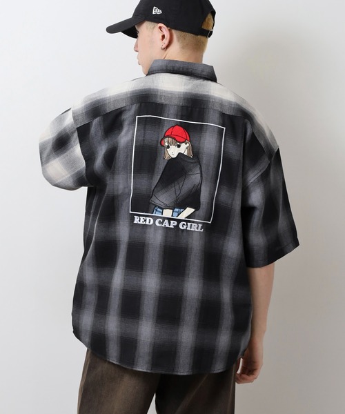 Red Cap Girl(レッドキャプガール)の「RED CAP GIRL RCGオンブレーチェックバックイラスト半袖シャツ(シャツ/ブラウス・メンズ・ブラック/マルチ/ホワイト/ブラウン・M/L)」の9枚目の写真