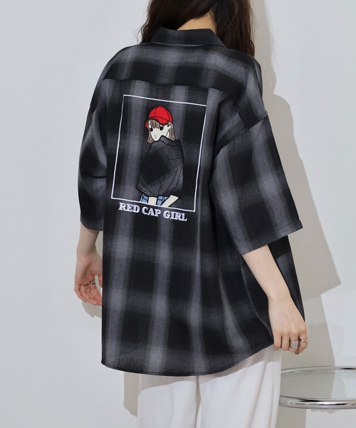 Red Cap Girl(レッドキャプガール)の「RED CAP GIRL RCGオンブレーチェックバックイラスト半袖シャツ(シャツ/ブラウス・メンズ・ブラック/マルチ/ホワイト/ブラウン・M/L)」の15枚目の写真