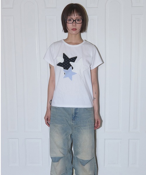 ★FANCY CLUB★ ミックススター エンジェル パッチ Tシャツ FANCY CLUB】Mix Star Angel Patch Tee | OUR BRAND,FANCY CLUB