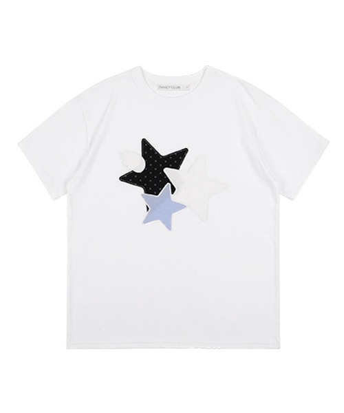 ★FANCY CLUB★ ミックススター エンジェル パッチ Tシャツ ミックススターエンジェルパッチTシャツ (ブラック) F25QB117