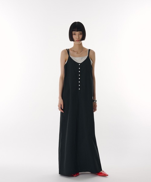 ワンピース seersucker henry cami long dress seersucker henry cami long dress / シアサッカーヘンリー