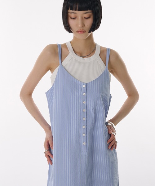 seersucker henry cami long dress / シアサッカーヘンリー