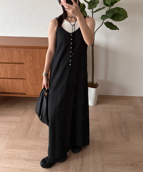 seersucker henry cami long dress / シアサッカーヘンリー