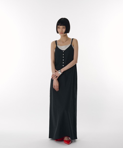 ワンピース seersucker henry cami long dress seersucker henry cami long dress / シアサッカーヘンリー