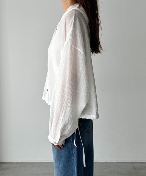 CANAL JEAN（キャナルジーン）の「El mar　シアーパーカーシャツ（シャツ/ブラウス・レディース・ホワイト/セージグリーン・ONE SIZE）」の10枚目の写真