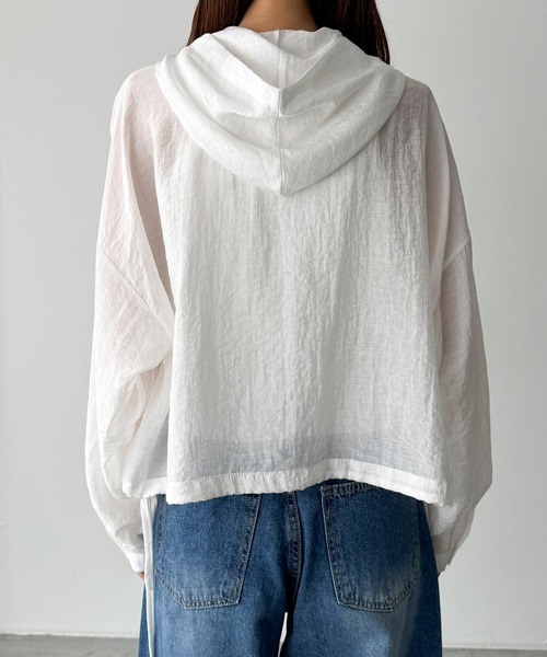 CANAL JEAN（キャナルジーン）の「El mar　シアーパーカーシャツ（シャツ/ブラウス・レディース・ホワイト/セージグリーン・ONE SIZE）」の11枚目の写真