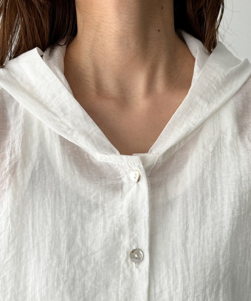 CANAL JEAN（キャナルジーン）の「El mar　シアーパーカーシャツ（シャツ/ブラウス・レディース・ホワイト/セージグリーン・ONE SIZE）」の12枚目の写真