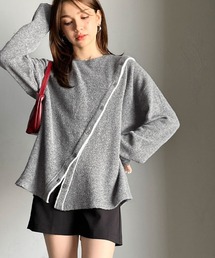 【mily bilet】ふわもち 斜め切り替え 2WAY ニット プルオーバー