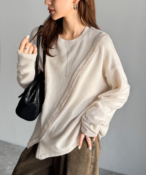 mily bilet(ミウィビレット)の「【mily bilet】ふわもち 斜め切り替え 2WAY ニット プルオーバー(ニット/セーター・レディース・ブラウン/アイボリー/チャコールグレー・LARGE/MEDIUM/SMALL/X-LARGE)」の18枚目の写真
