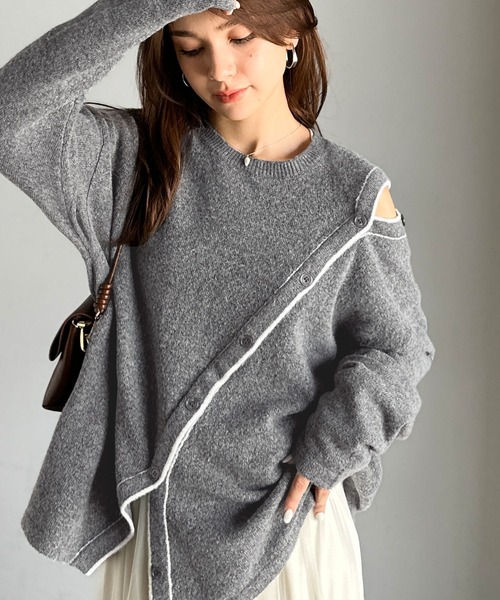 mily bilet(ミウィビレット)の「【mily bilet】ふわもち 斜め切り替え 2WAY ニット プルオーバー(ニット/セーター・レディース・ブラウン/アイボリー/チャコールグレー・LARGE/MEDIUM/SMALL/X-LARGE)」の20枚目の写真