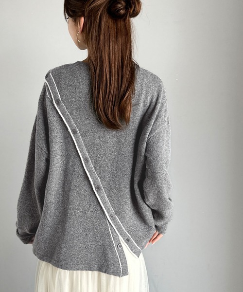 mily bilet(ミウィビレット)の「【mily bilet】ふわもち 斜め切り替え 2WAY ニット プルオーバー(ニット/セーター・レディース・ブラウン/アイボリー/チャコールグレー・LARGE/MEDIUM/SMALL/X-LARGE)」の13枚目の写真