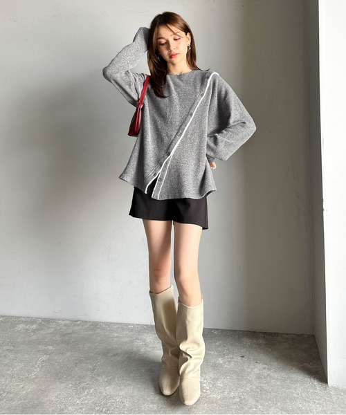 mily bilet(ミウィビレット)の「【mily bilet】ふわもち 斜め切り替え 2WAY ニット プルオーバー(ニット/セーター・レディース・ブラウン/アイボリー/チャコールグレー・LARGE/MEDIUM/SMALL/X-LARGE)」の21枚目の写真