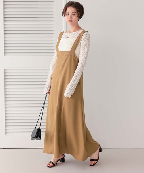 titivate（ティティベイト）の「フレアシルエットジャンパースカート（ジャンパースカート・レディース・ブラック/カーキ/ベージュ・S/M/L/SP）」の3枚目の写真