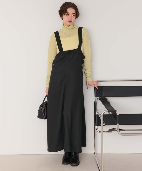 titivate（ティティベイト）の「フレアシルエットジャンパースカート（ジャンパースカート・レディース・ブラック/カーキ/ベージュ・S/M/L/SP）」の2枚目の写真