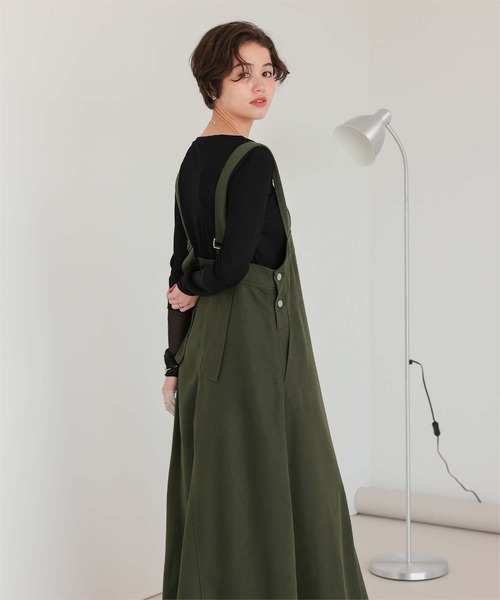 titivate（ティティベイト）の「フレアシルエットジャンパースカート（ジャンパースカート・レディース・ブラック/カーキ/ベージュ・S/M/L/SP）」の22枚目の写真