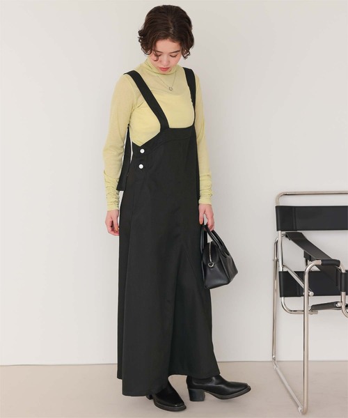 titivate（ティティベイト）の「フレアシルエットジャンパースカート（ジャンパースカート・レディース・ブラック/カーキ/ベージュ・S/M/L/SP）」の9枚目の写真