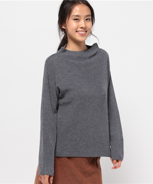 YEVS（イーブス）の「ボトルネックニットプルオーバー（ニット/セーター・レディース・キャメル/ブラック/オフホワイト/グレー・FREE）」の3枚目の写真