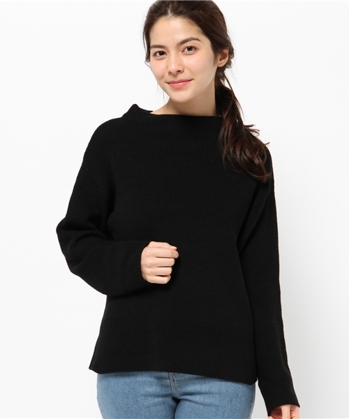 YEVS（イーブス）の「ボトルネックニットプルオーバー（ニット/セーター・レディース・キャメル/ブラック/オフホワイト/グレー・FREE）」の2枚目の写真