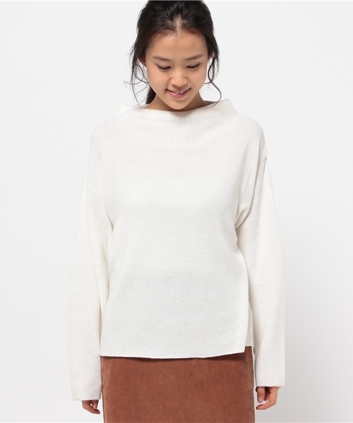 YEVS（イーブス）の「ボトルネックニットプルオーバー（ニット/セーター・レディース・キャメル/ブラック/オフホワイト/グレー・FREE）」の7枚目の写真