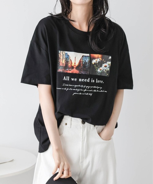 AMELY(エミリー)の「フォト&ロゴ プリントTシャツ(Tシャツ/カットソー・レディース・ホワイト/ブラック・フリー)」の12枚目の写真