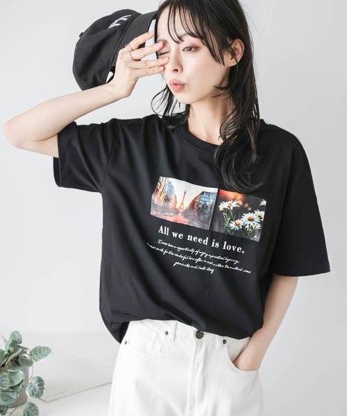 AMELY(エミリー)の「フォト&ロゴ プリントTシャツ(Tシャツ/カットソー・レディース・ホワイト/ブラック・フリー)」の14枚目の写真