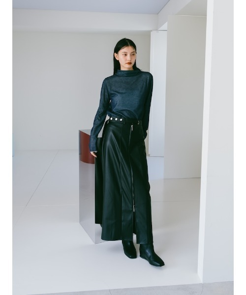 sahara（サハラ）の「Belt Design Zip Skirt/ベルトデザインジップスカート（スカート・レディース・ブラック/黄土色系・M/S）」の18枚目の写真