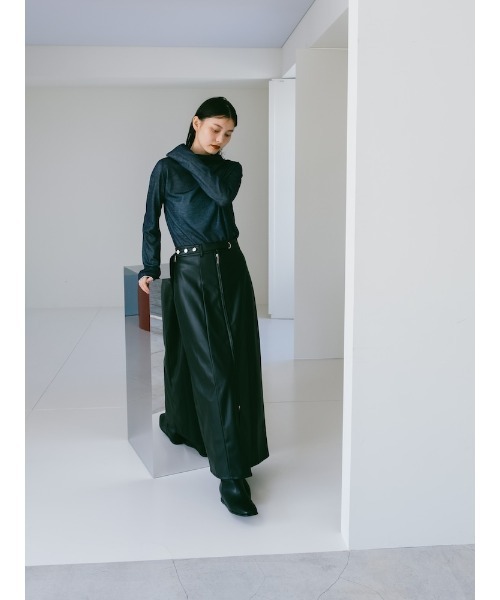sahara（サハラ）の「Belt Design Zip Skirt/ベルトデザインジップスカート（スカート・レディース・ブラック/黄土色系・M/S）」の19枚目の写真