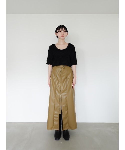 sahara（サハラ）の「Belt Design Zip Skirt/ベルトデザインジップスカート（スカート・レディース・ブラック/黄土色系・M/S）」の10枚目の写真