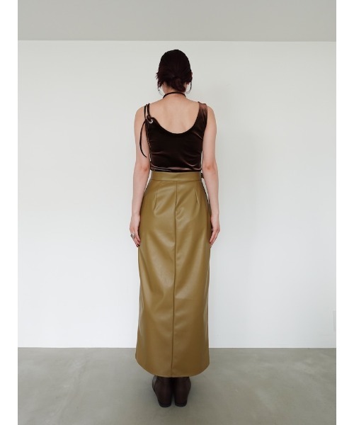sahara（サハラ）の「Belt Design Zip Skirt/ベルトデザインジップスカート（スカート・レディース・ブラック/黄土色系・M/S）」の14枚目の写真