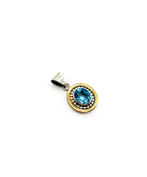 Indian Jewelry(インディアンジュエリー)の「THEATER シアター フラワーモチーフターコイズペンダントトップ Made in USA(チャーム・レディース・ゴールド・FREE)」の1枚目の写真